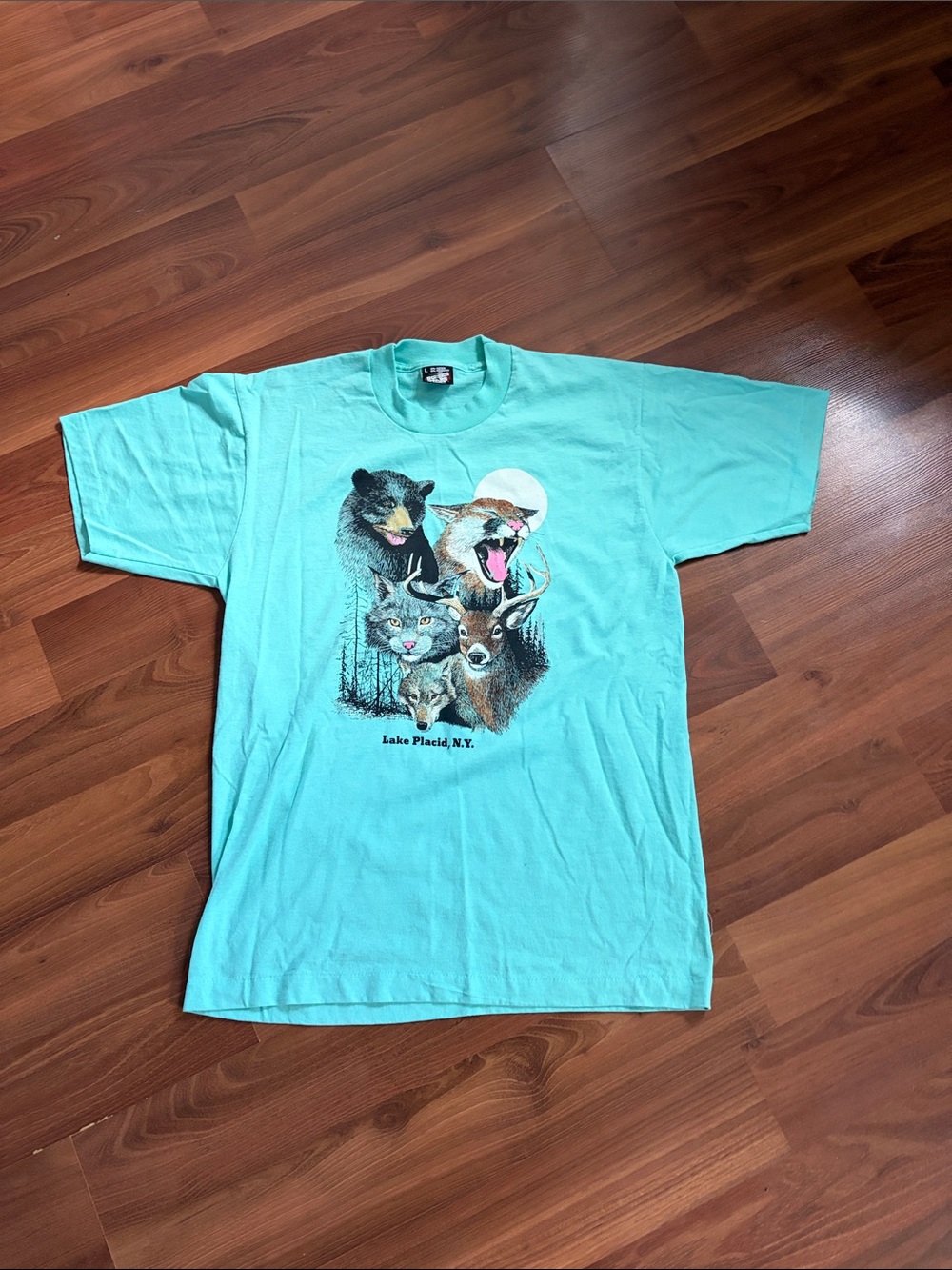 Screen Stars Mint Green Wildlife Graphic Tee